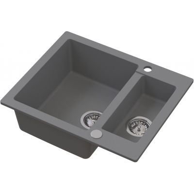 Ruvetti Signum zlewozmywak granitowy 60,5x49,5 cm szary 3001S_GR1520_W