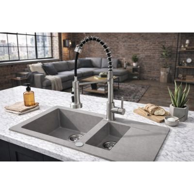 Ruvetti Signum zlewozmywak granitowy 79x49,5 cm szary 3001S_GR1560_W