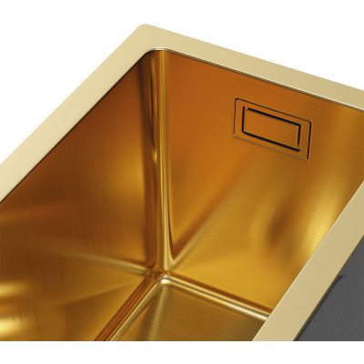 Ruvetti Stelio zlewozmywak stalowy z syfonem 44x22 cm złoty 5001S_MINI_PVD_GOLD_P