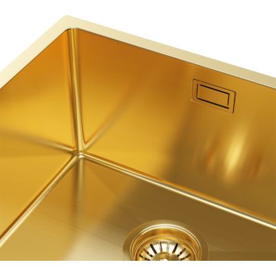 Ruvetti Stelio zlewozmywak stalowy z syfonem 44x44 cm złoty 5001S_PVD_GOLD50_P