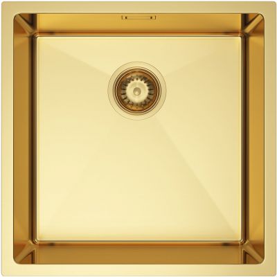 Ruvetti Stelio zlewozmywak stalowy z syfonem 44x44 cm złoty 5001S_PVD_GOLD50_P