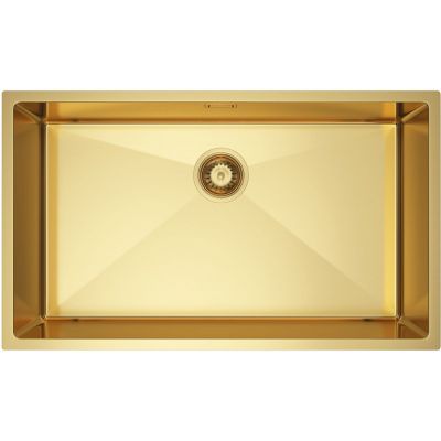 Ruvetti Stelio zlewozmywak stalowy z syfonem 74x44 cm złoty 5001S_PVD_GOLD80_P