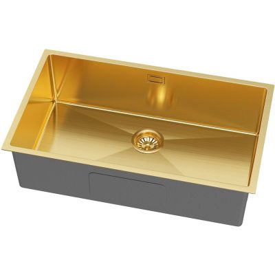 Ruvetti Stelio zlewozmywak stalowy z syfonem 74x44 cm złoty 5001S_PVD_GOLD80_P