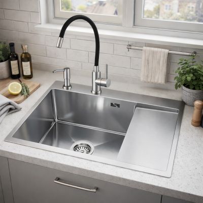 Ruvetti Linar zlewozmywak z dozownikiem 62x48 cm stal 5002L_BS120_WL