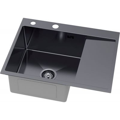 Ruvetti Linar zlewozmywak z dozownikiem 62x48 cm grafit 5002L_PVD_GRF120_WL