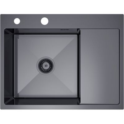 Ruvetti Linar zlewozmywak z dozownikiem 62x48 cm grafit 5002L_PVD_GRF120_WL