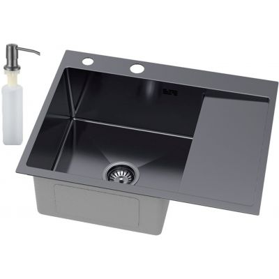 Ruvetti Linar zlewozmywak z dozownikiem 62x48 cm grafit 5002L_PVD_GRF120_WL