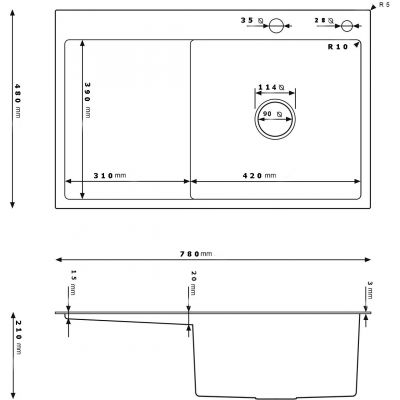 Ruvetti Masivo zlewozmywak z dozownikiem 78x49 cm stal 5002M_BS160_WP
