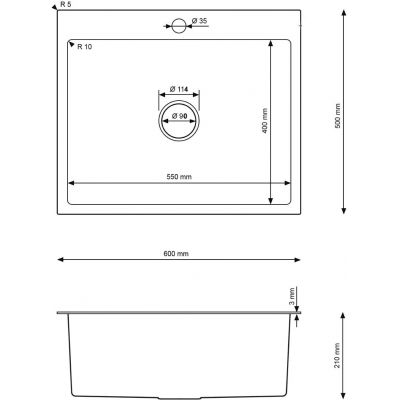 Ruvetti Masivo zlewozmywak z dozownikiem 60x50 cm stal 5002M_BS60_W