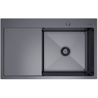 Ruvetti Masivo zlewozmywak z dozownikiem 78x49 cm grafit 5002M_PVD_GRF160_WP