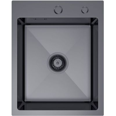 Ruvetti Masivo zlewozmywak z dozownikiem 50x40 cm grafit 5002M_PVD_GRF40_W