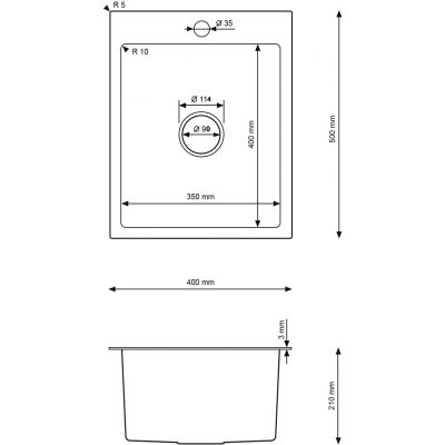 Ruvetti Masivo zlewozmywak z dozownikiem 50x40 cm grafit 5002M_PVD_GRF40_W