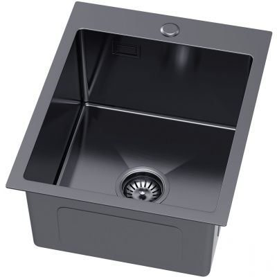 Ruvetti Masivo zlewozmywak z dozownikiem 50x40 cm grafit 5002M_PVD_GRF40_W