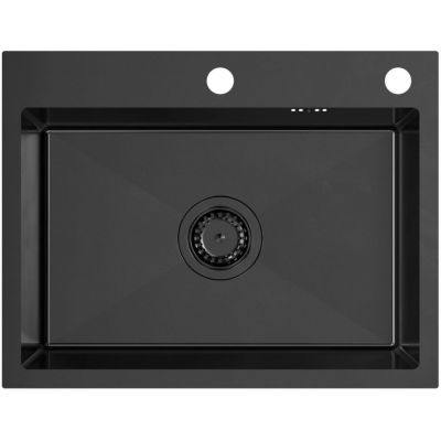 Ruvetti Look zlewozmywak stalowy 58x45 cm czarny 5003L_PVD_BL60_W