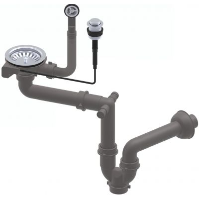 Ruvetti odpływ 3,5'' zlewozmywakowy z syfonem save space stal 6004A-BS