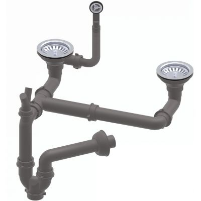 Ruvetti odpływ zlewozmywakowy 3,5'' z syfonem Save Space stal 6006BS