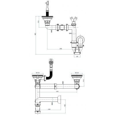 Ruvetti odpływ zlewozmywakowy 3,5'' z syfonem Save Space stal 6006BS