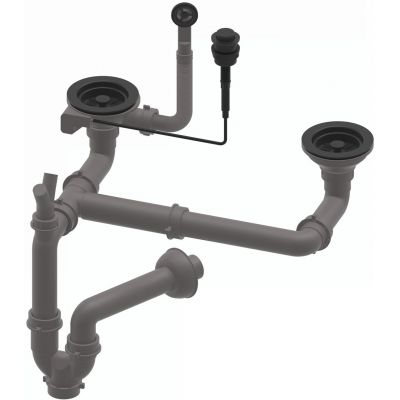 Ruvetti odpływ zlewozmywakowy 3,5'' z syfonem Save Space full black 6007A-MB