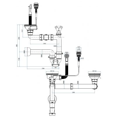 Ruvetti odpływ zlewozmywakowy 3,5'' z syfonem Save Space full black 6007A-MB