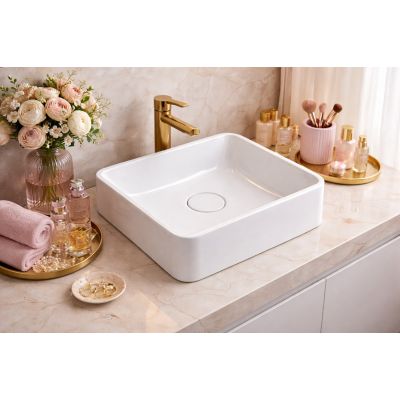 Ruvetti Anda umywalka 45x39 cm prostokątna nablatowa biała DOL_AN45H