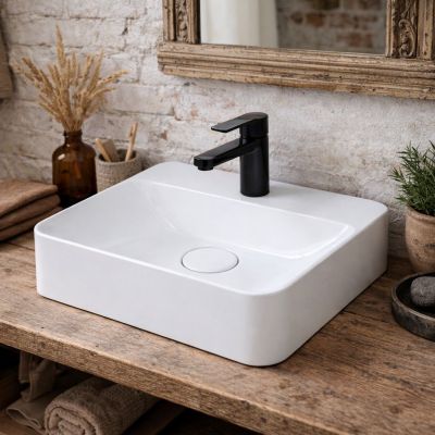 Ruvetti Arona umywalka 45x39 cm prostokątna nablatowa biała DOL_AR4539