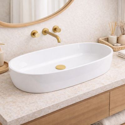 Ruvetti Ariela umywalka 59,4x27 cm owalna nablatowa biała DOL_AR5927