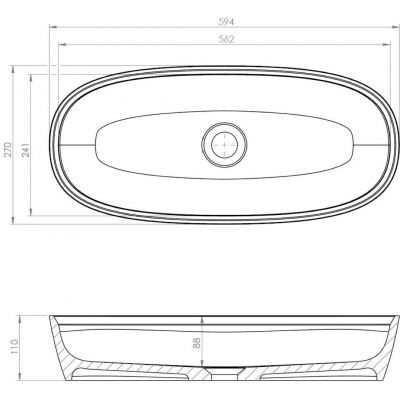 Ruvetti Ariela umywalka 59,4x27 cm owalna nablatowa biała DOL_AR5927