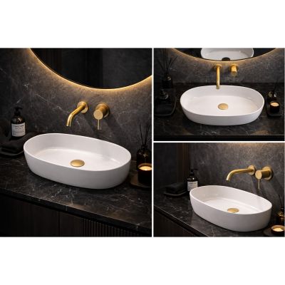 Ruvetti Ariela XL umywalka 60x34 cm owalna nablatowa biała DOL_ARXL6034