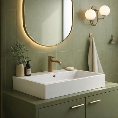 Ruvetti Caroline umywalka 55x42 cm prostokątna nablatowa biała DOL_CA5542