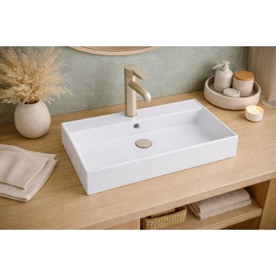 Ruvetti Cameron umywalka 60x35 cm prostokątna nablatowa biała DOL_CAM60