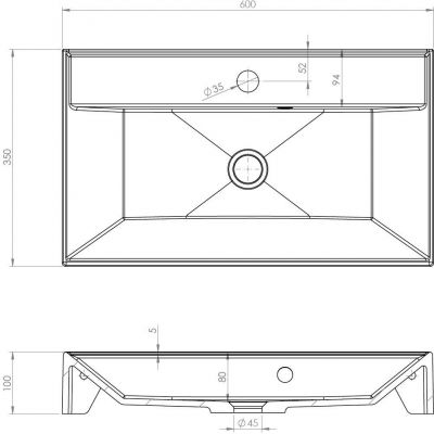 Ruvetti Cameron umywalka 60x35 cm prostokątna nablatowa biała DOL_CAM60