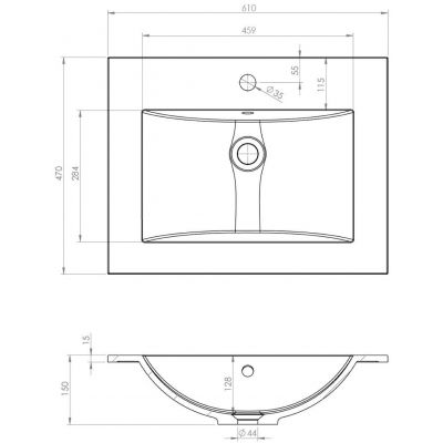 Ruvetti Elif umywalka 61x47 cm prostokątna wpuszczana-nablatowa biała DOL_EL60