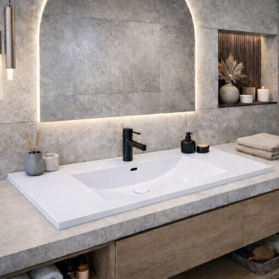 Ruvetti Elif umywalka 81x47 cm prostokątna wpuszczana-nablatowa biała DOL_EL80