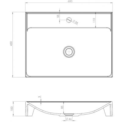 Ruvetti Erna umywalka 60x45 cm prostokątna wpuszczana-nablatowa biała DOL_ER60