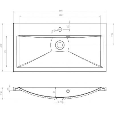 Ruvetti Idalia umywalka 80x42 cm prostokątna wpuszczana biała DOL_ID8042