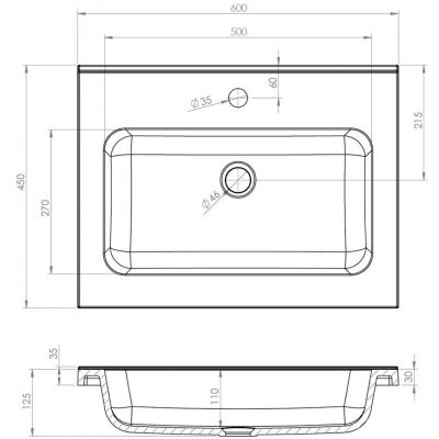 Ruvetti Ivana umywalka 60x45 cm prostokątna wpuszczana biała DOL_IVA60