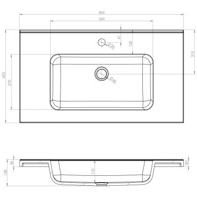 Ruvetti Ivana umywalka 80x45 cm prostokątna wpuszczana biała DOL_IVA80