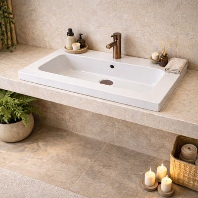 Ruvetti Ivana umywalka 80x45 cm prostokątna wpuszczana biała DOL_IVA80