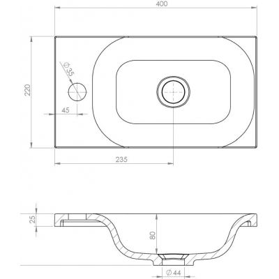 Ruvetti Misti umywalka 40x22 cm prostokątna meblowa biała DOL_MI4022