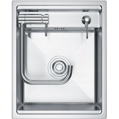 Ruvetti Larso zlewozmywak 50x40 cm stalowy z baterią stal/stal KSLARSO404050BS