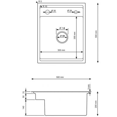 Ruvetti Larso zlewozmywak 50x40 cm stalowy z baterią stal/stal KSLARSO404050BS