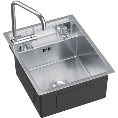 Ruvetti Larso zlewozmywak 50x40 cm stalowy z baterią stal/stal KSLARSO404050BS