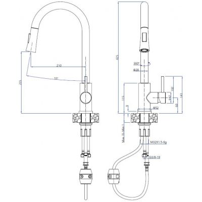 Ruvetti Frigo zlewozmywak 49x45 cm z baterią i akcesoriami beżowy/stal LP_3200-FR4945BE_W