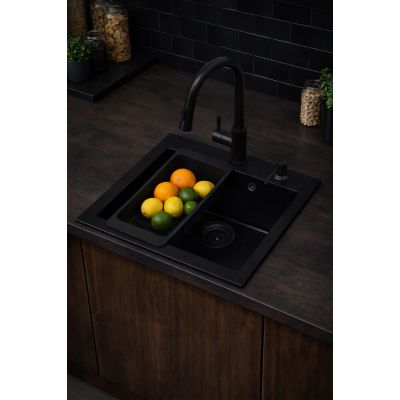 Ruvetti Frigo zlewozmywak 56x51 cm z baterią i akcesoriami czarny LP_3200_FR5651FB_W