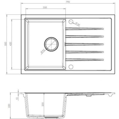 Ruvetti Maxi+ zlewozmywak 79x50 cm z baterią czarny LP_3200_MX7950FB_W