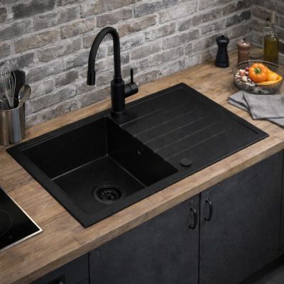 Ruvetti Maxi+ zlewozmywak 79x50 cm z baterią czarny LP_3200_MX7950FB_W