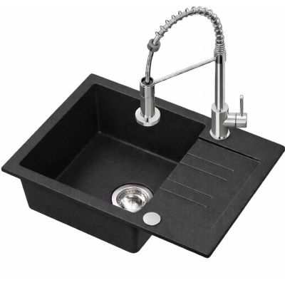 Ruvetti Cooksy Chef zlewozmywak 60x44 cm z baterią czarny/stal LP_CC6244BC-SE