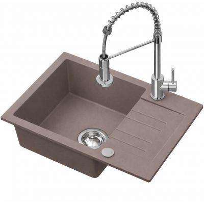 Ruvetti Cooksy Chef zlewozmywak 60x44 cm z baterią beżowy/stal LPCC6244BESE