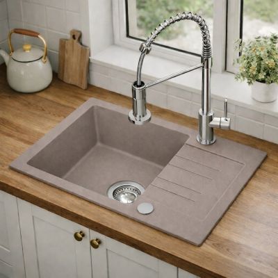 Ruvetti Cooksy Chef zlewozmywak 60x44 cm z baterią beżowy/stal LPCC6244BESE