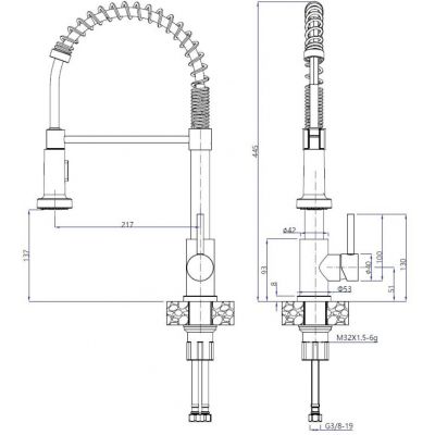 Ruvetti Cooksy Chef zlewozmywak 60x44 cm z baterią szary/stal LP_CC6244GR-SE